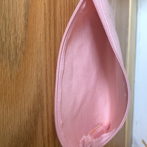 Hello Beautiful pink cosmetic bag zipper embroidered and Handmade - Picture 3 of 9